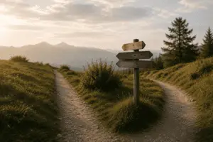 Why Are Life Transitions So Hard-Golden Hour Mountain Trail Fork - BLOG